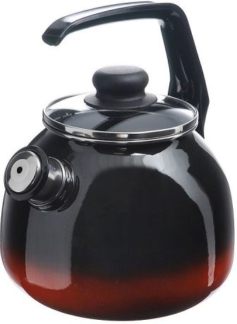 Чайник "Кармен" со свистком, цвет: черный, красный, 3 л