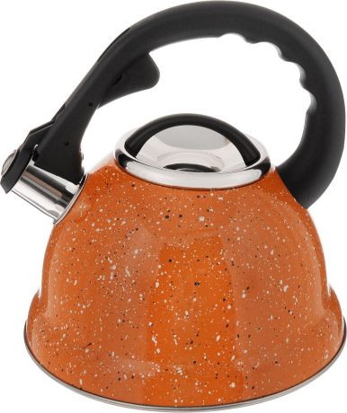 Чайник "Mayer & Boch", со свистком, цвет: оранжевый, черный, белый, 2,8 л. 24974