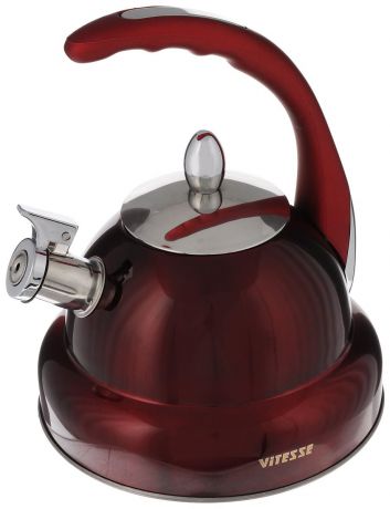 Чайник "Vitesse", со свистком, цвет: красный, 3 л. VS-1117