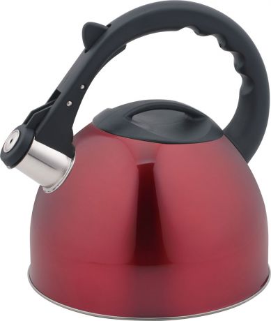 Чайник "Teco", со свистком, цвет: черный, красный, 3 л. TC-103