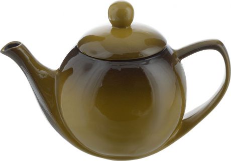 Чайник заварочный Борисовская керамика "Элегант", цвет: горчичный, коричневый, 1,2 л