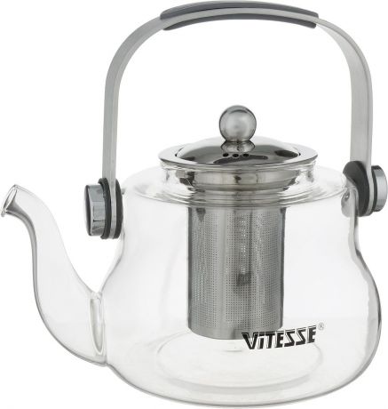 Чайник заварочный "Vitesse", с фильтром, цвет: прозрачный, 1,2 л. VS-4006