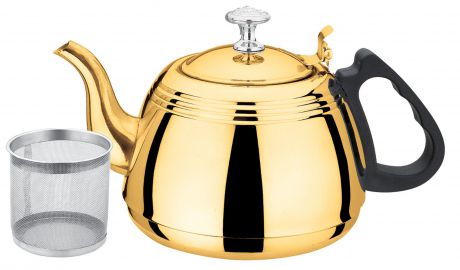Чайник заварочный "Bekker", с ситечком, цвет: золотистый, 1 л