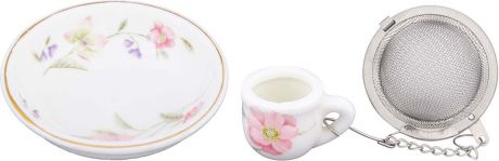 Набор для заваривания чая Elan Gallery "Диана", цвет: белый, розовый, 2 предмета