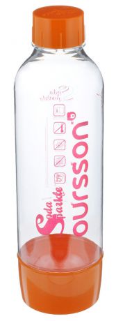 Бутылка для сифонов Oursson "Soda Sparkle", цвет: прозрачный, оранжевый, 1 л