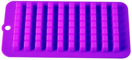 Форма для льда и десерта "Кубики", силиконовая, цвет: фиолетовый, 70 ячеек