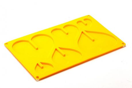 Форма силиконовая 3D Bradex "Сердце", цвет: желтый, 6 ячеек