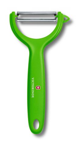 Нож для чистки томатов и киви "Victorinox", двусторонее зубчатое лезвие, цвет: зеленый