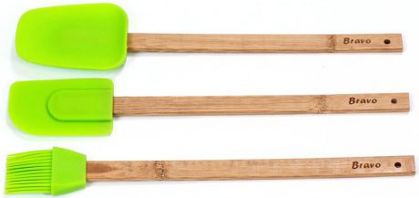 Набор кухонных принадлежностей "Bravo", цвет: бежевый, зеленый, 3 предмета. 166