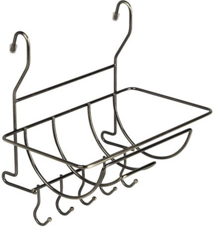 Полка для полотенец "Lemax", с крючками, на рейлинг, цвет: бронза, 26 х 18 х 27 см