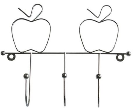 Планка кухонная Мультидом "Яблоко", с 3 крючками, длина 19 см