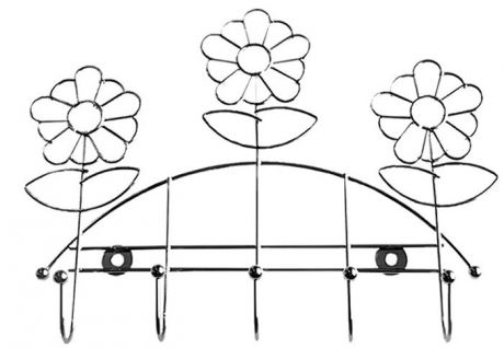 Планка кухонная Мультидом "Ромашка", с 5 крючками, длина 24 см