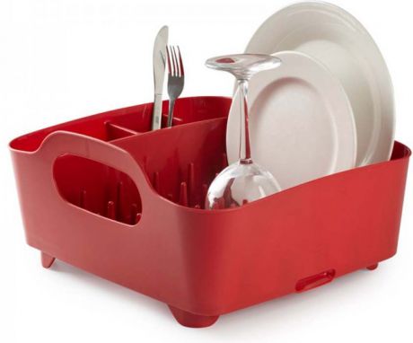 Сушилка для посуды Umbra "Tub", цвет: красный, 34,5 см х 37 см х 18 см