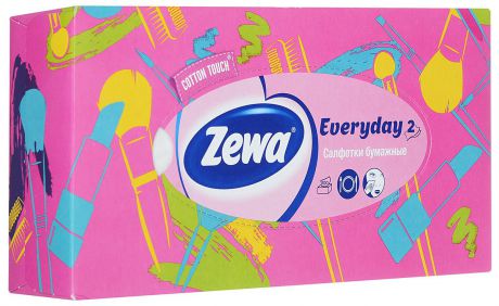 Салфетки Бумажные косметические Zewa "Everyday", 2 слоя, 100 шт (розовый)