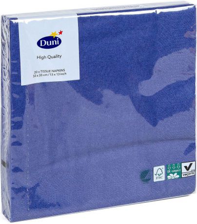 Салфетки бумажные "Duni", 3-слойные, цвет: синий, 33 х 33 см, 20 шт