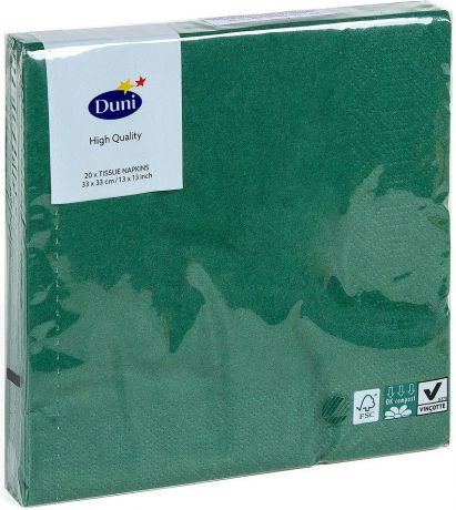 Салфетки бумажные "Duni", 3-слойные, цвет: зеленый, 33 х 33 см, 20 шт