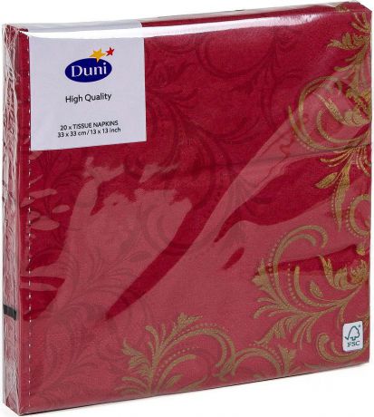 Салфетки бумажные Duni "Grace", 3-слойные, цвет: бордовый, 33 х 33 см, 20 шт