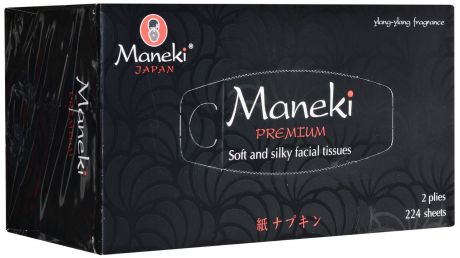 Салфетки бумажные Maneki "Black & White", ароматизированные, двухслойные, цвет упаковки: черный, 19,5 x 19 см, 224 шт