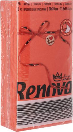 Салфетки бумажные "Renova", двуслойные, цвет: красный, 25 шт