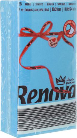 Салфетки бумажные "Renova", двуслойные, цвет: голубой, 25 шт