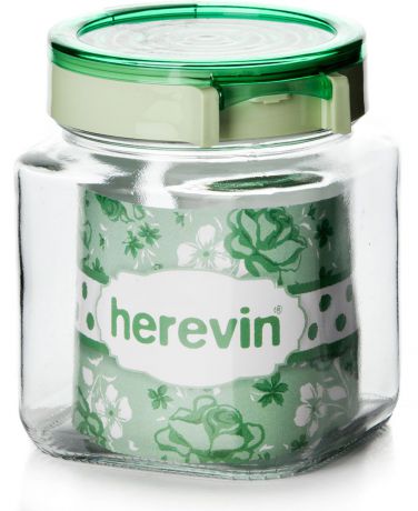 Банка для сыпучих продуктов Herevin, 143010-500, с крышкой, 1 л, цвет в ассортименте
