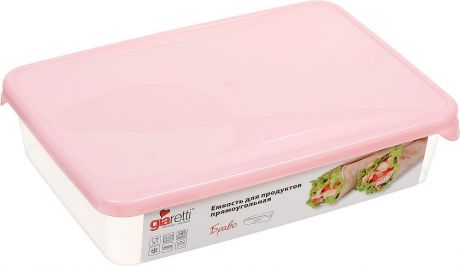 Емкость для продуктов Giaretti "Браво", цвет: прозрачный, розовый, 0,9 л