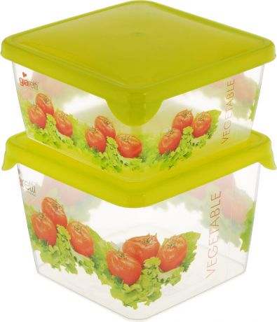 Комплект емкостей для продуктов Giaretti "Браво", цвет: прозрачный, салатовый, 2 шт. GR1071МИКС