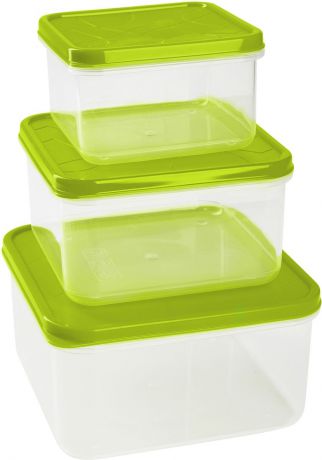 Набор контейнеров для продуктов Giaretti "Vitamino", цвет: оливковый, 3 шт