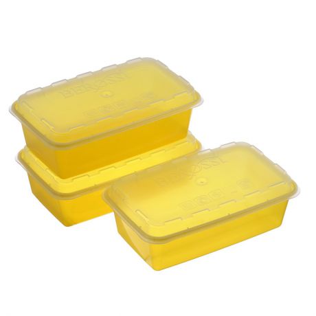 Набор контейнеров для СВЧ и заморозки Berossi "Zip", цвет: желтый, 3 шт