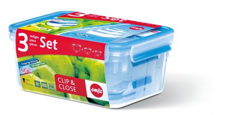 Набор пластиковых контейнеров Emsa "Clip&Close": 0,55 л, 1 л, 2,3 л. 508566