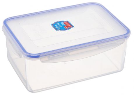 Контейнер пищевой Tek-a-Tek "Safe & Fresh", цвет: прозрачный, синий, 2,3 л