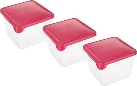 Комплект емкостей для продуктов Giaretti "Браво", цвет: прозрачный, красный, 750 мл, 3 шт