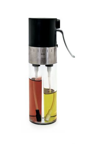 Диспенсер для масла и уксуса Iris "Totkocina", с регулятором и фильтрами, цвет: черный