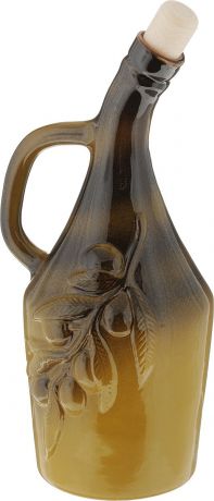 Емкость для масла Борисовская керамика "Оливки", цвет: коричневый, оливковый, 900 мл