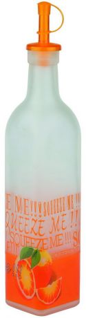 Бутылка для хранения масла "Bohmann", с пробкой, цвет: белый, оранжевый, 0,5 л