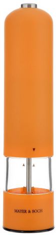 Перцемолка электрическая "Mayer & Boch", цвет: оранжевый, прозрачный, высота 23 см
