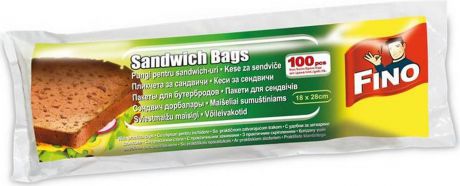 Пакеты для бутербродов "Fino", с клипсами, 18 х 28 см, 100 шт