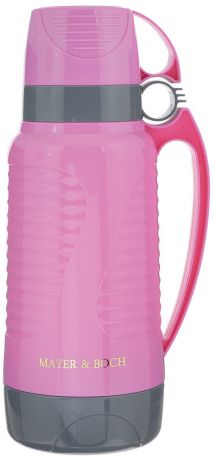 Термос "Mayer & Boch", с 2 чашами, цвет: розовый, серый, 1,8 л
