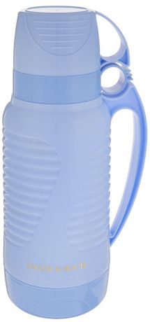 Термос "Mayer & Boch", с 2 чашами, цвет: голубой, 1,8 л