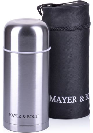 Термос Mayer & Boch, с чехлом, цвет: серебристый, объем 1 л