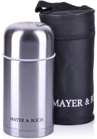 Термос Mayer & Boch, с чехлом, цвет: серебристый, объем 0,8 л