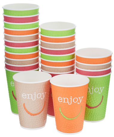 Набор одноразовых стаканов Huhtamaki "Enjoy", бумажные, 400 мл, 25 шт
