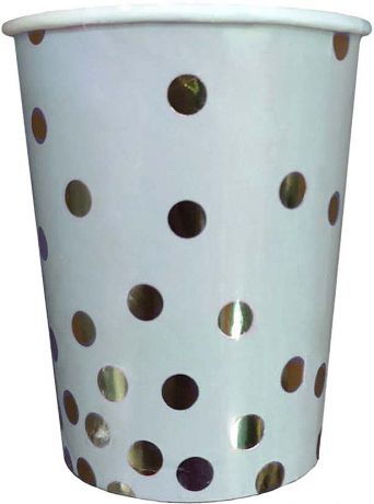 Стакан Голубой с серебряными кружочками из ламинированного картона, объем 250 мл, 6 шт в наборе / 7,8x7,8x12,8см арт.79283