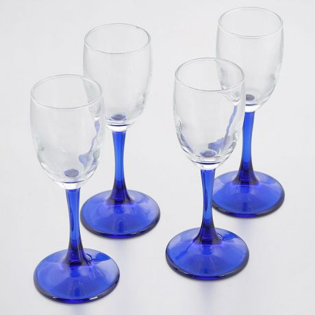 Набор бокалов для водки Pasabahce Workshop "Imperial", цвет: синий, 73 мл, 4 шт