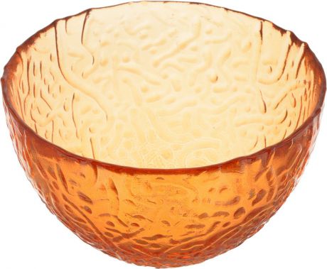 Салатник NiNaGlass "Ажур", цвет: оранжевый, диаметр 12 см