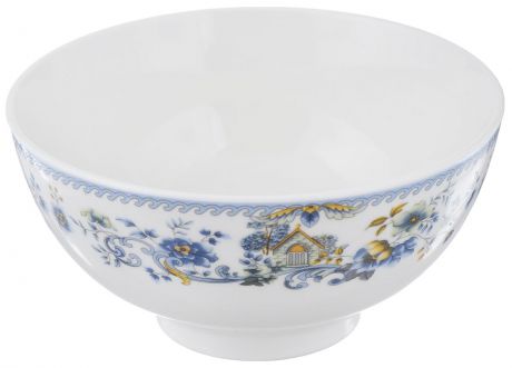 Салатница Nanshan Porcelain "Пейзаж", цвет: белый, синий, желтый, диаметр 12,5 см