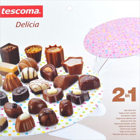 Подставка для торта Tescoma "Delicia. Горошек", цвет: розовый, диаметр 28,5 см