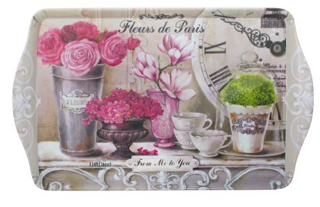 Поднос сервировочный GiftLand "Парижские цветы", 38,8 x 24 см