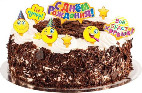 Страна Карнавалия Набор для украшения торта С днем рождения смайлы