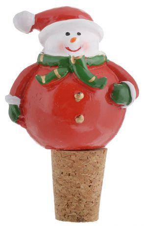 Пробка новогодняя Magic Time "Снеговик в красной шубке", для бутылки, 13 х 9,5 х 2,6 см
